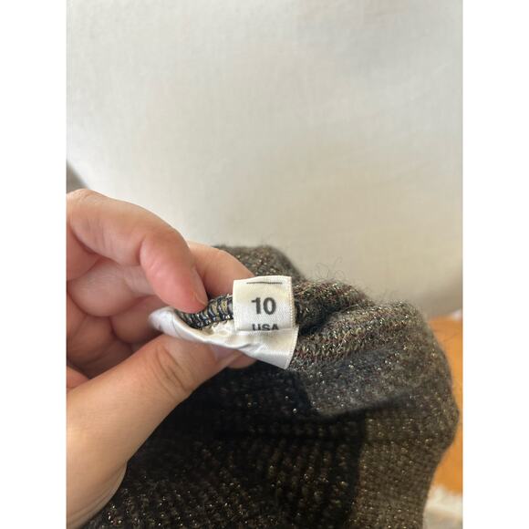 Bogner Wool & Mohair Blend Brown Metallic Zebra Print Sweater - Picture 7 of 8